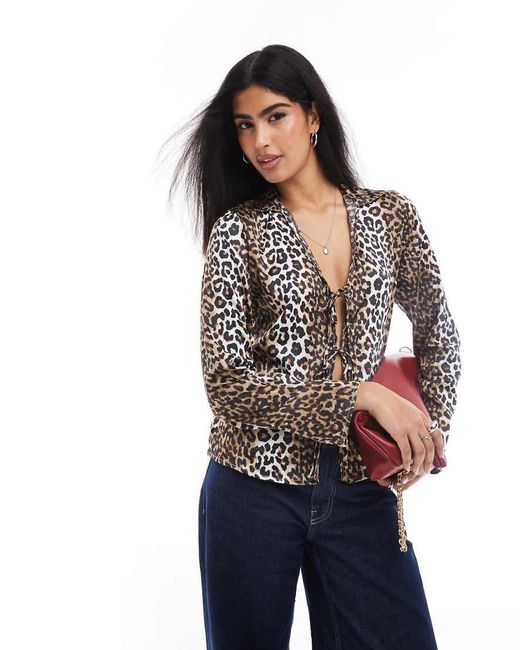 ONLY Blue Tie Front Blouse