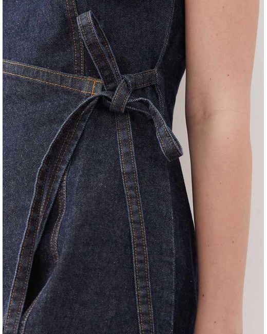 Collusion Blue Denim Mini Dress With Wrap Detail