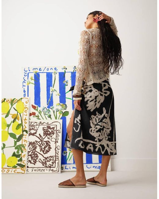 TOPSHOP Blue Abstract Floral Sarong