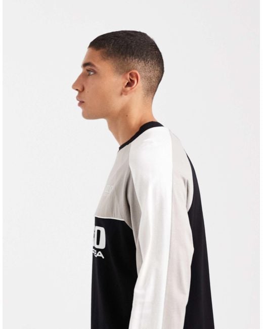 ASOS White Oversized Long Sleeve T-shirt With Cut And Sew Panelling And Text Graphic for men