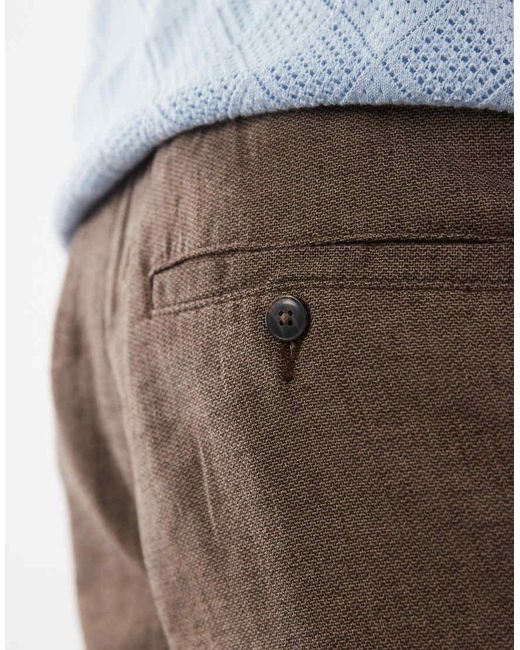 SELECTED Brown Linen Blend Drawstring Shorts for men