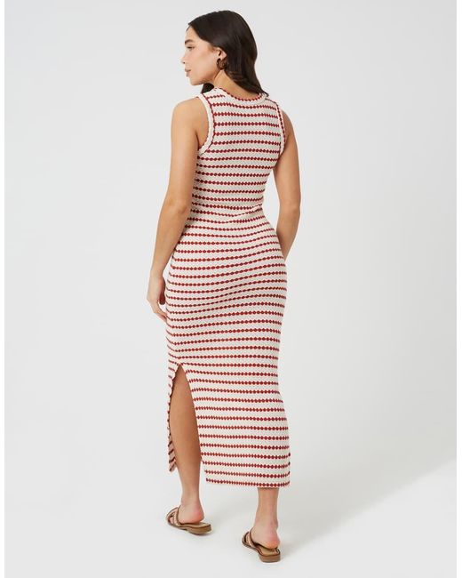 Brave Soul White Textured Jersey Sleeveless Stripe Maxi Dress