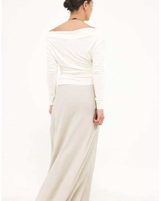 NA-KD Natural Linen Lyocell Blend A Line Maxi Skirt