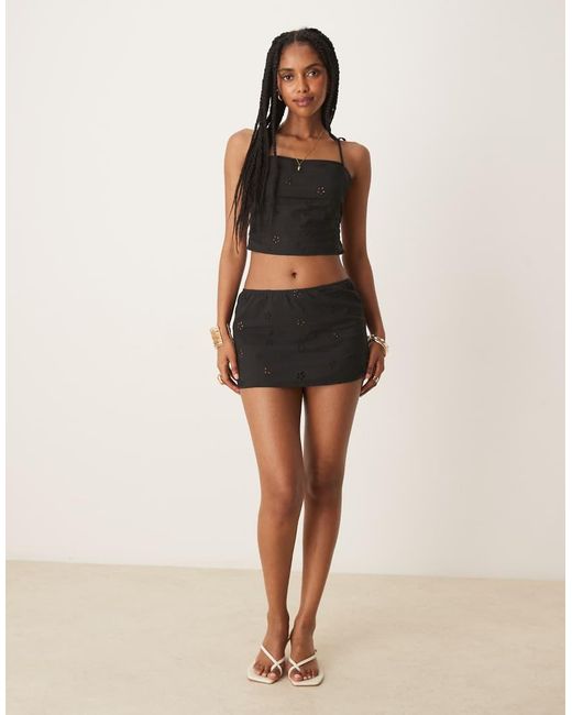 Motel Black Olsa Broderie Mini Skirt