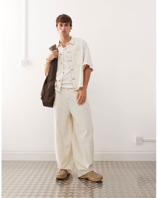 Pantalon bouffant oversize d'ensemble en lin mélangé - écru Collusion pour homme en coloris Natural