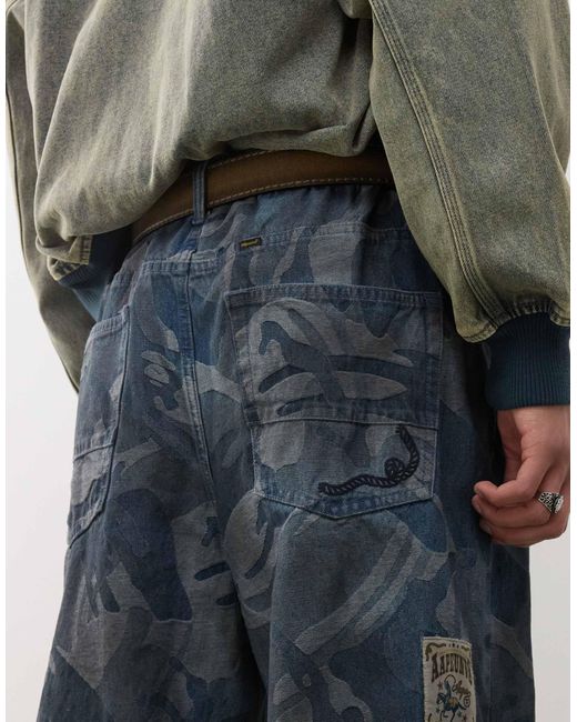 Aape By A Bathing Ape – lockere jeans mit jacquard-muster und waschung in Blue für Herren
