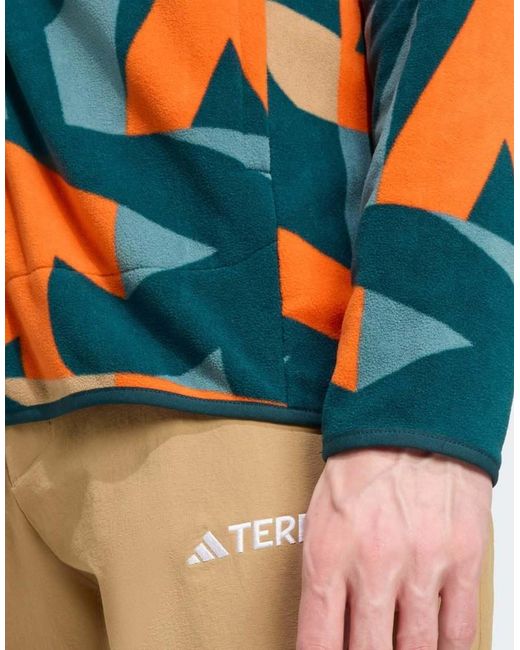 Adidas Originals Blue Terrex Multi Printed Full-Zip Fleece Jacket for men
