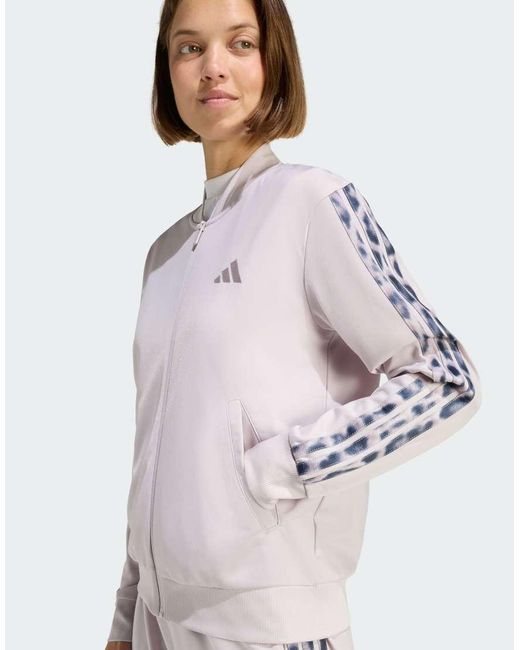 Adidas Originals Purple 3-Stripes Leopard Print Tracksuit