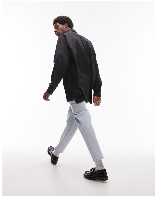 Camicia elegante super oversize a maniche lunghe nera di Topman in Black da Uomo