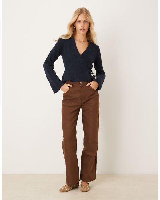 Gina Tricot Blue Long Sleeve Knitted Wool Alpaca Wrap Cardigan