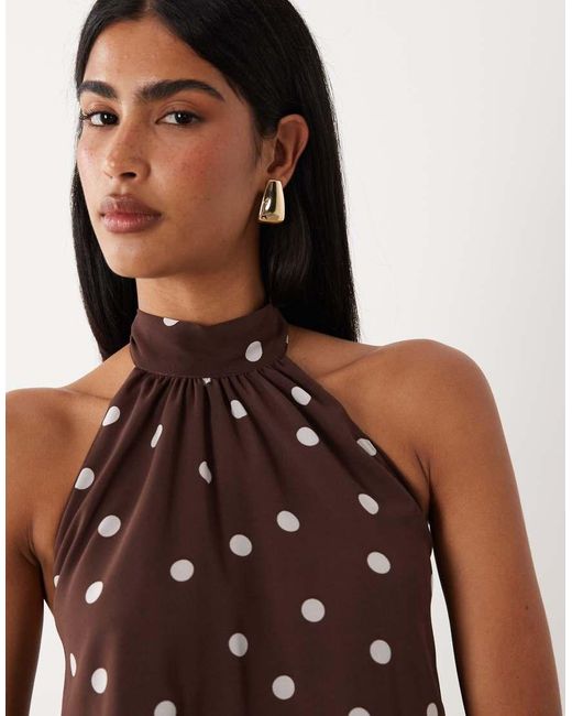 Gina Tricot Brown Sleeveless Halterneck Top