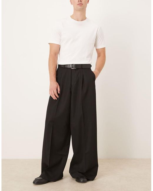 ASOS Black Smart Extreme Wide Trousers for men
