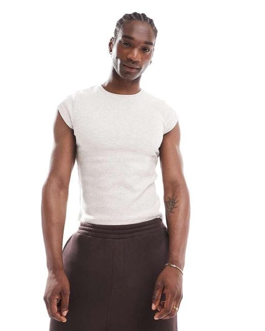 ASOS White Muscle Fit Crop T-Shirt With Cap Sleeve for men