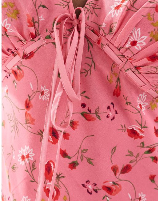 ASOS Pink Asos Design Curve V Neck Slip Dress Bust Tie Detail