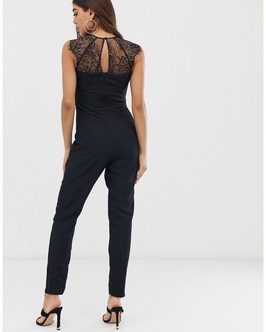 Lipsy – Jumpsuit mit Spitze in Schwarz | Lyst DE