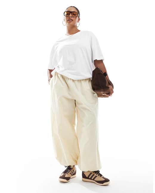 ASOS White Curve Laundered Poplin Pull On Trousers With Utility Panels