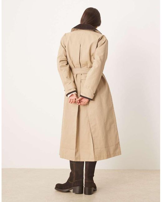 Abercrombie & Fitch Natural Waxed Cotton Maxi Trench Coat
