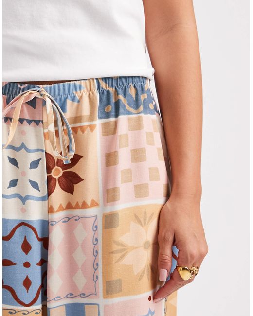 ASOS Multicolor Linen Blend Pull On Trouser