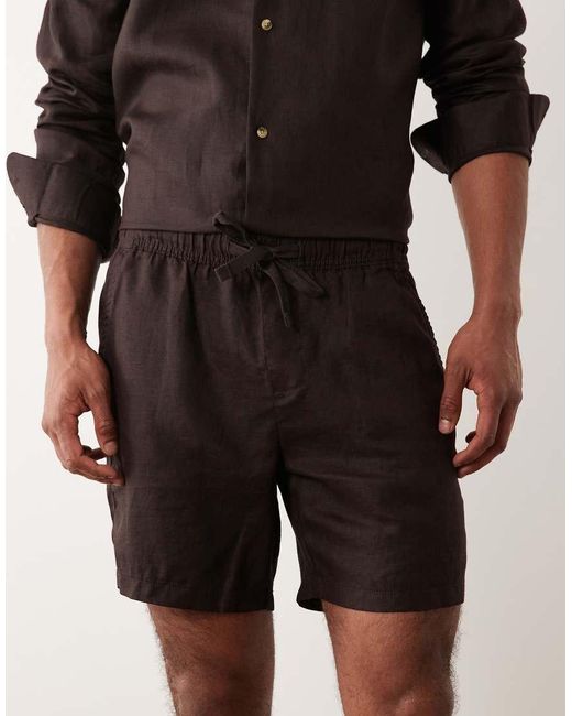 ASOS Black Co-ord Slim 100% Linen Shorts for men