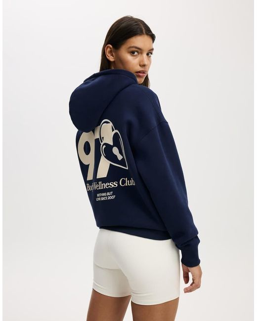 Cotton On Blue Plush Premium Graphic Hoodie