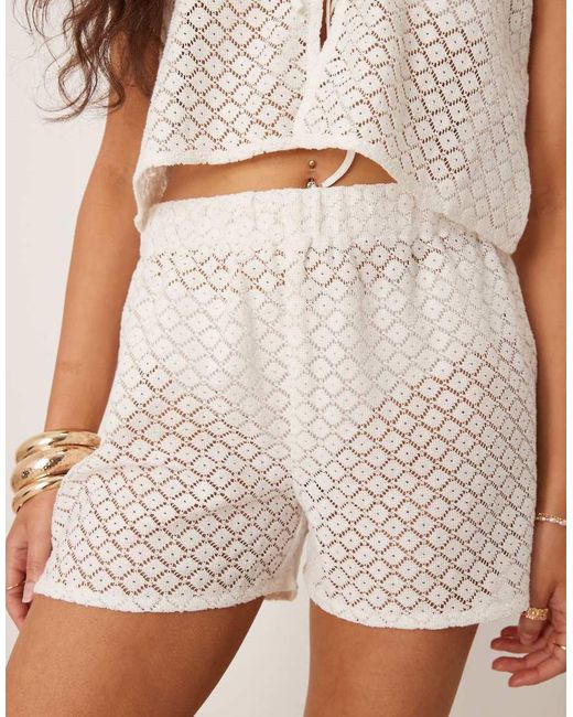 esmé studios Natural Esmee Exclusive Crochet Beach Shorts Co-ord