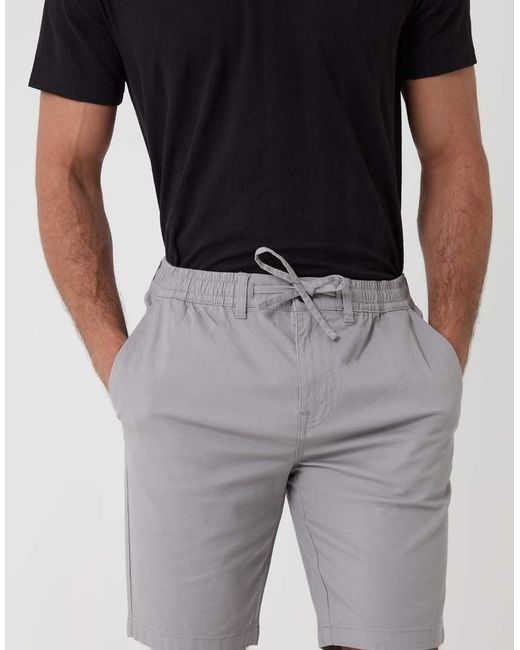 Threadbare Gray Elasticated Waist Stretch Chino Shorts for men
