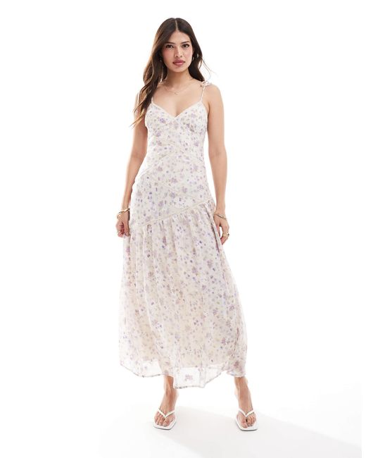 ASOS Pink Lace Insert Panelled Midi Dress