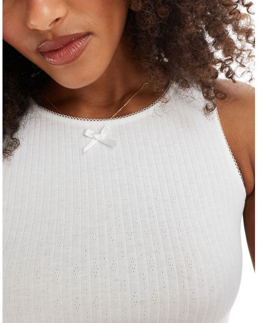 Daisy Street White Pointelle Cotton Mix Mini Dress