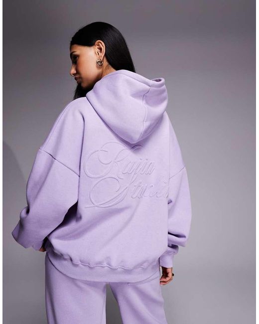 Kaiia Purple Studio Embossed Logo Oversized Hoodie Co-Ord