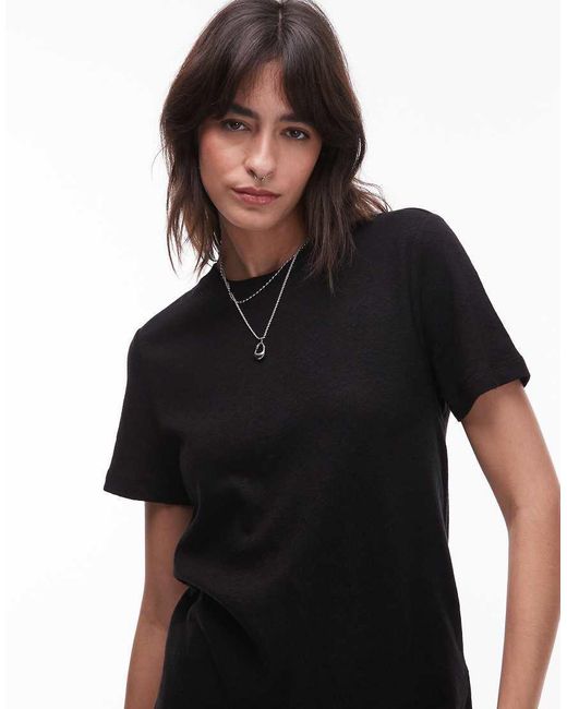 & Other Stories Green Linen Blend Relaxed Short Sleeve T-shirt