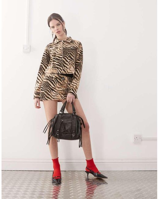 Motel Multicolor Oiwa Wild Animal Mini Skirt Co-ord