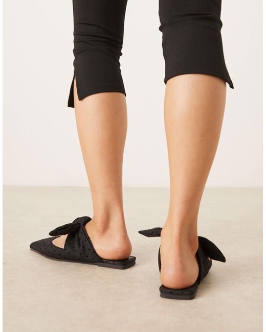 Asos Design Wide Fit Black Lunar Bow Detail Mules