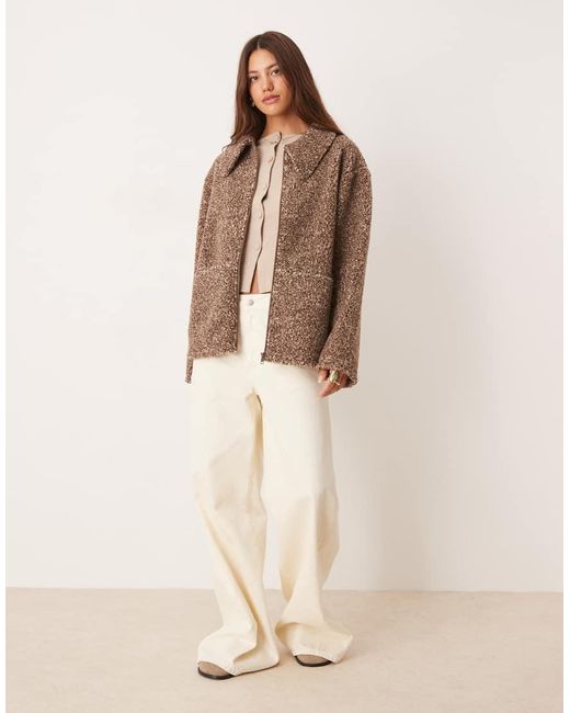 ASOS Brown Collared Borg Fleece Zip Through