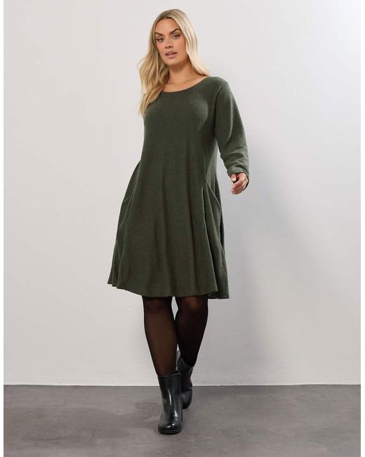 Yours Clothing Green Soft Touch Pocket Dress