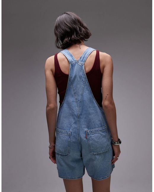 Levi's Blue – shortall – kurze jeans-latzhose im utility-stil