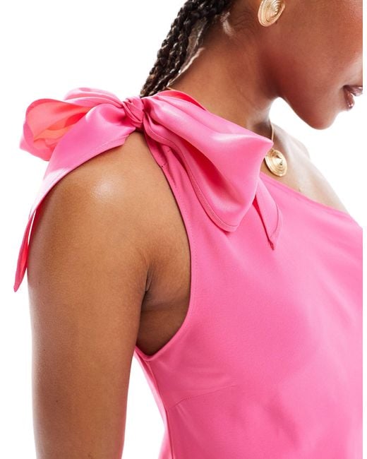 Mango Pink Tie Shoulder Maxi Dress