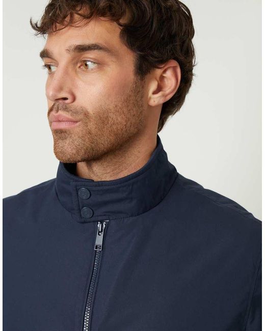 Threadbare Blue Showerproof Lightweight Zip Up Harrington Style Jacket for men