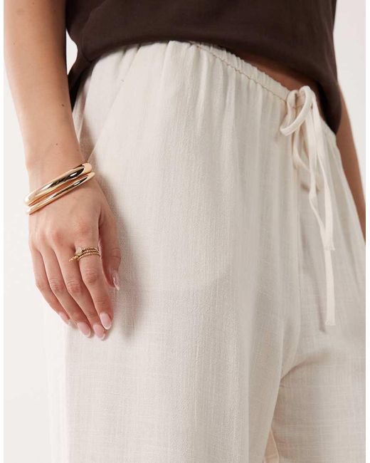 Miss Selfridge Natural Linen Look Pull On Pants