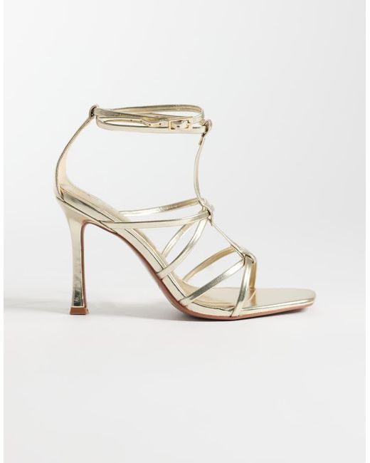 ASOS Metallic Natalia Caged T Bar High Heel Sandals