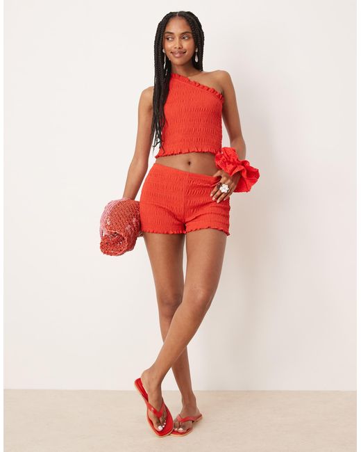 ASOS Red Shir One-shoulder Top