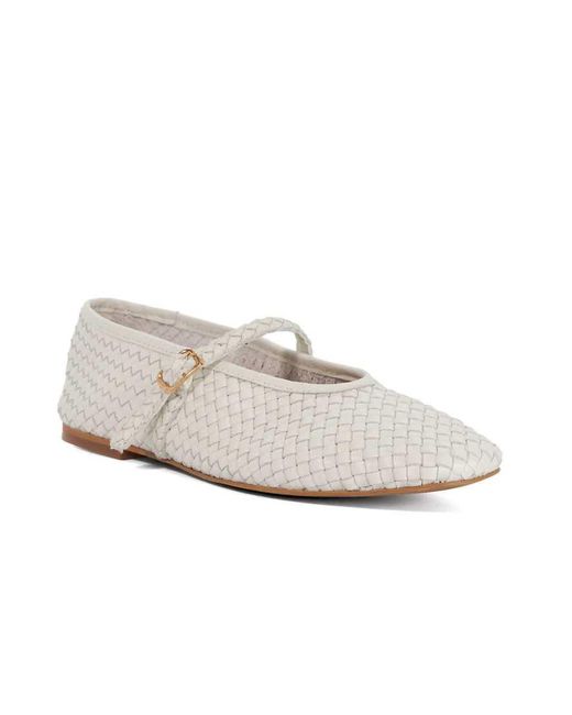 Dune White Headliner Ballet Pumps