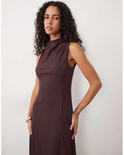 Mango Brown Sleeveless Midi Dress