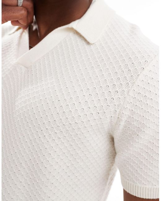 Hollister – strick-polohemd in White für Herren