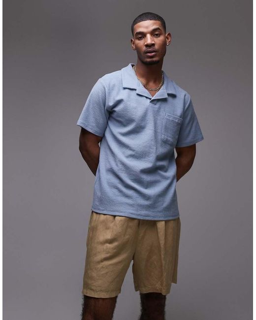 Rhythm Blue Vintage Terry Polo Beach Top for men