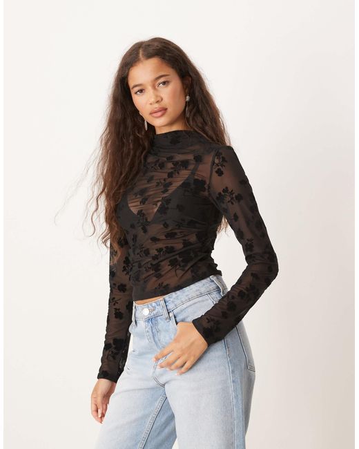 ASOS Black – langärmliges, hochgeschlossenes oberteil