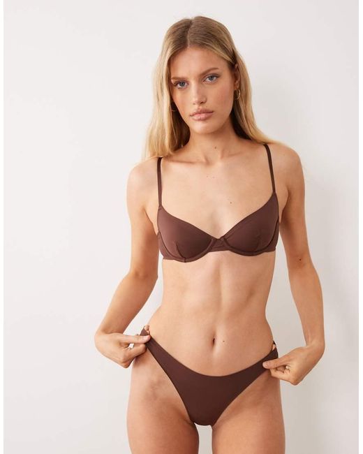 ASOS Brown Carla Smoothing High Leg Brazilian Briefs