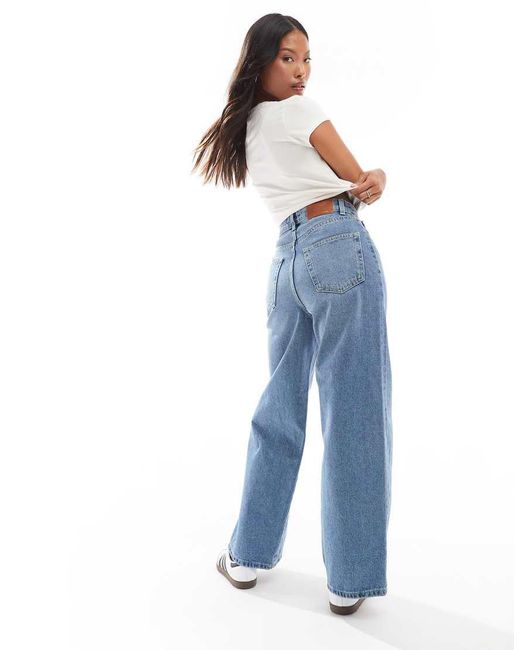 Only Petite Blue Hope High Waisted Wide Leg Jeans