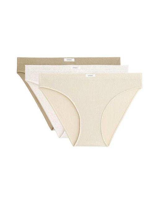 Oysho White 3 Rib Logo Cotton Blend Classic Briefs