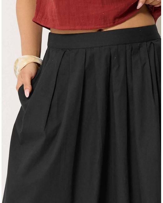 PixieGirl Black Petite Cotton Poplin Maxi Skirt