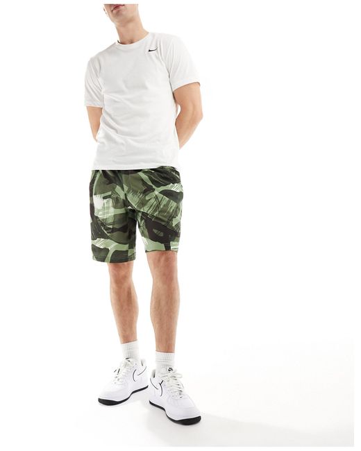 Nike – dri-fit form – shorts mit military-muster, 9 zoll in Green für Herren